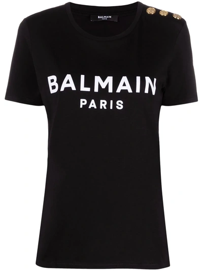 Balmain Logo-print Cotton T-shirt In Black