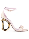 DOLCE & GABBANA WOMEN'S SCULPTED-HEEL METALLIC JACQUARD SANDALS,0400012630479