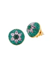 Kate Spade Women's Brilliant Statements Flower Motif Dome Stud Earrings In Green