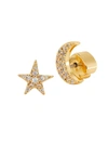 KATE SPADE WOMEN'S SOMETHING SPARKLY GOLDTONE & PAVE MISMATCHED STAR & MOON STUD EARRINGS,0400013130552