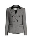 HUGO BOSS WOMEN'S JAKUBA HERRINGBONE FAUX LEATHER-TRIM WOOL JACKET,0400013162732