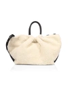 DEMELLIER LOS ANGELES LEATHER-TRIMMED SHEARLING TOTE,400013258891