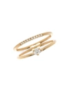 ZOË CHICCO WOMEN'S 14K YELLOW GOLD & DIAMONDS DOUBLE BAND PRONG RING,400013345890