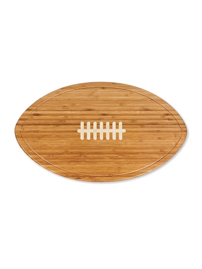 Picnic Time Kickoff Football Bamboo Cutting Board & Serving Tray In Brown