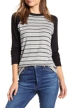 Loveappella Raglan Sleeve Knit Top In H. Grey/ Black