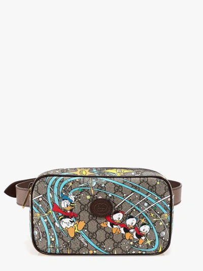 Gucci Disney X  Donald Duck Print Belt Bag In Beige And Ebony Gg Supreme