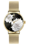Ted Baker Phylipa Peonia Mesh Strap Watch, 37mm In Yellow Gold