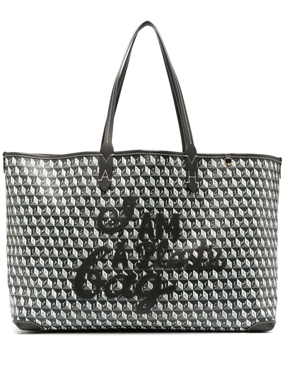 Anya Hindmarch Geometric Logo Print Tote Bag In Grey
