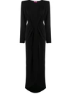 Gauge81 Plunge Dress With Structured Shoulders In Black