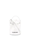 Balenciaga White Xs Wheel Drawstring Bucket Bag In White / L Black