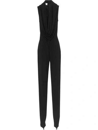 Burberry Shawl Neck Crepe Jersey Jumpsuit In Black