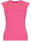 Balmain Sleeveless Ribbed Knit Tank Top In Pink