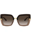 Dolce & Gabbana Half Print Oversize-frame Sunglasses In Top Havana