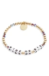 Little Words Project Ride Or Die Stretch Bracelet In Gold/ White