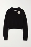 ALEXANDER MCQUEEN CROPPED EMBELLISHED CASHMERE SWEATER