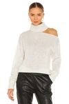 Paige Raundi Cold-shoulder Wool Sweater In Ivory & Silver