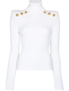 Balmain Gold-tone Buttons Sweater In White