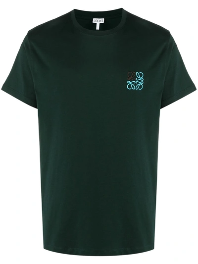 Loewe Logo-embroidered T-shirt In Green