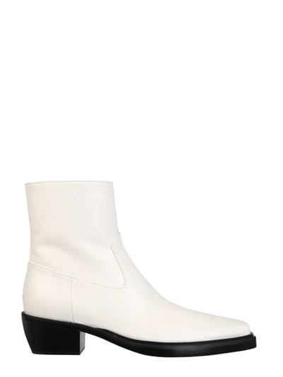 Gia Couture Pernille White Leather Ankle Boots