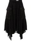 Jw Anderson Asymmetric Drape Hem Midi Cargo Skirt In Black