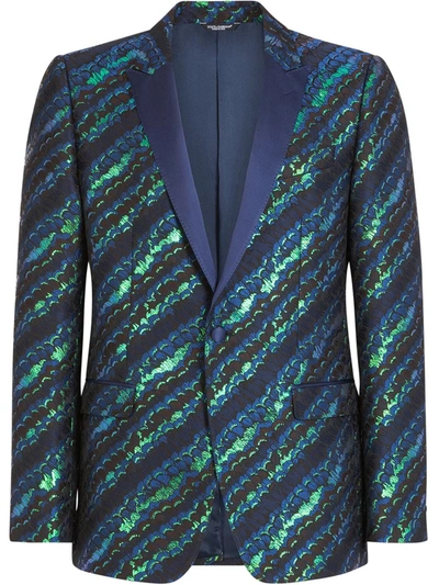 Dolce & Gabbana Abstract-pattern Single-breasted Suit In Green