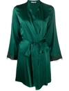 Gilda & Pearl Lace-trim Robe In Green