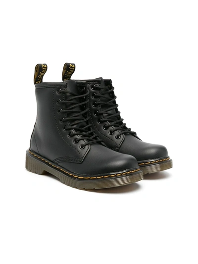 Dr. Martens' Kids' Chunky Lace-up Leather Boots In Black