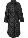 Burberry Mablethorpe Long Down Jacket With Belt In Black