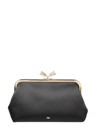 Anya Hindmarch Faux-pearl Clasp Fastening Clutch Bag In Black