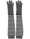 Brunello Cucinelli Long-line Striped Gloves In Grey