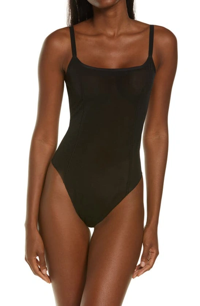 Skims Sculpting Snaps Bodysuit In Onyx