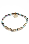 Little Words Project Ride Or Die Stretch Bracelet In Blue Metal/ Gold