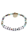 Little Words Project Ride Or Die Stretch Bracelet In Blue Metal/ White