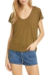 Frame Easy Scoop Neck Organic Linen T-shirt In Moss