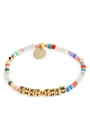 Little Words Project They/them Stretch Bracelet In Be Free Rainbow/ Gold