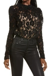 WAYF EMMA PUFF SLEEVE LACE BODYSUIT,70657WCH