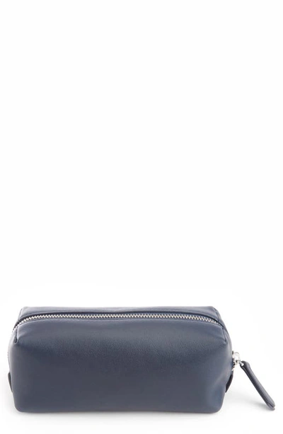 Royce Minimalist Leather Utility Bag In Navy Blue