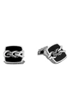John Hardy Asli Classic Chain Cuff Links In Silver/ Black Onyx