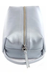 Royce Compact Leather Toiletry Bag In Silver