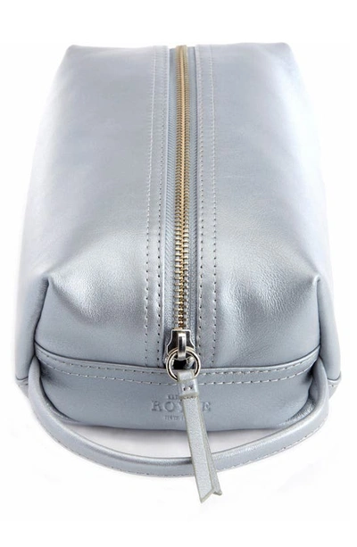 Royce Compact Leather Toiletry Bag In Silver