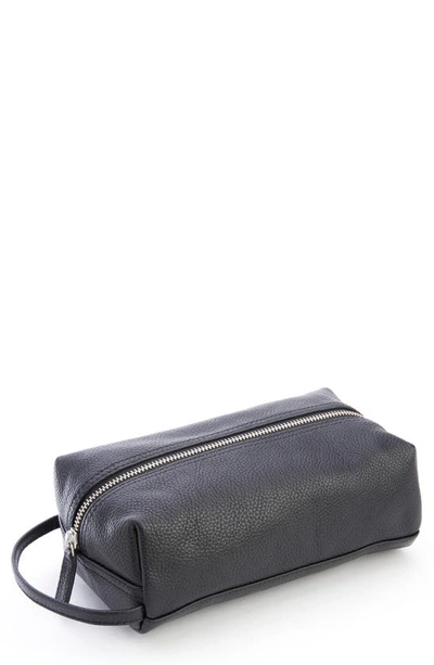 Royce Compact Leather Toiletry Bag In Black