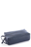 Royce Compact Leather Toiletry Bag In Navy Blue