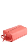 Royce Compact Leather Toiletry Bag In Red