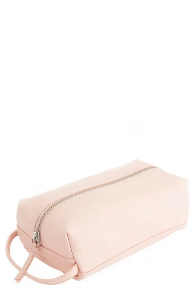 Royce Compact Leather Toiletry Bag In Light Pink