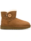 Ugg Mini Bailey Button Ii Genuine Shearling Boot In Beige