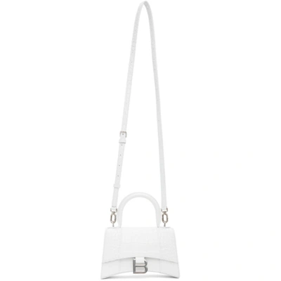 Balenciaga White Croc Xs Hourglass Bag In 9016 White