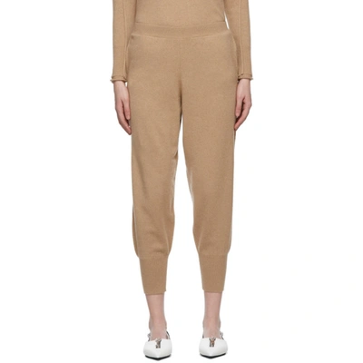 Stella Mccartney Cashmere-wool Ribbed Tapered Trousers In Camel
