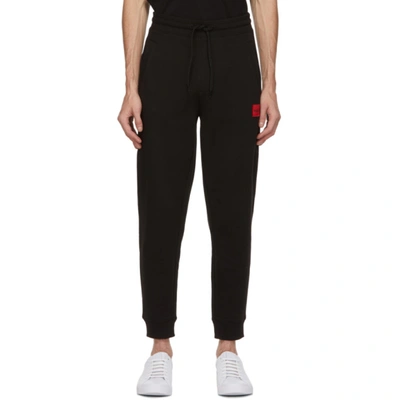 Hugo Black French Terry Lounge Trousers In 1 Black