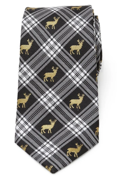 Cufflinks, Inc Stag Black Plaid Silk Tie