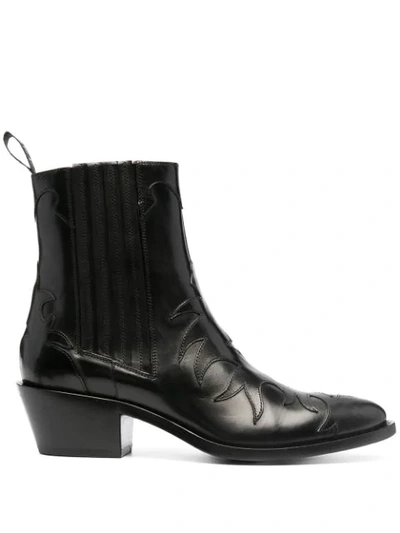 Sartore Texan Leather Boots In Black